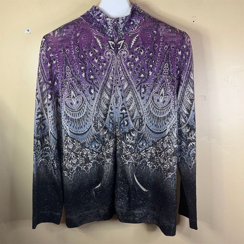 Chico's Zenergy Women's Paisley Print‎ Jacket Size Large (16-18) Boho Full Zip